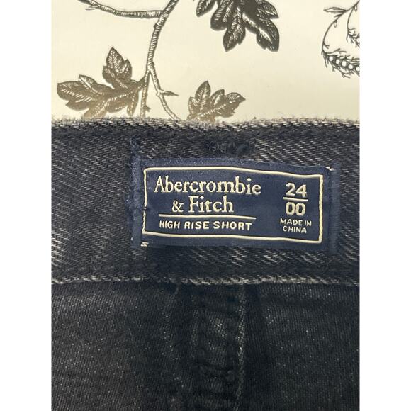 Abercrombie and Fitch Raw Hem High Rise Shorts Womens Size 24 Washed Black Urban - Picture 6 of 10